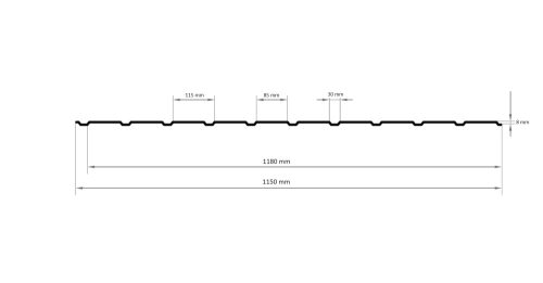 TRAPÉZLEMEZ T8 EGYOLDALAS MATT BORDÓ RAL 3009 SZÍNBEN 1180 mm széles